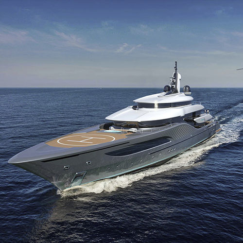 Круизная мега-яхта - QUANTUM - TURQUOISE YACHTS - с приподнятой рулевой рубкой / из стали / с вертодромом