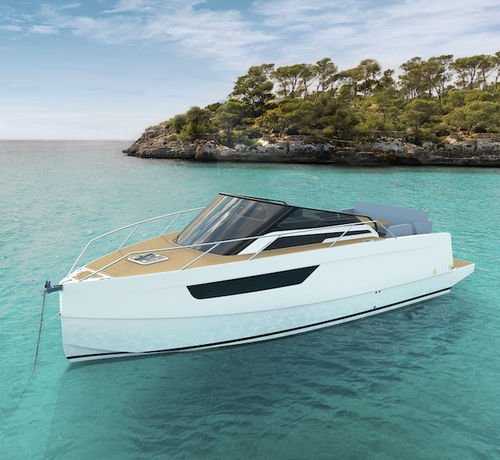 Прогулочный катер с каютой c подвесным мотором - M8 - Nuva Yachts - двухмоторный / открытый / солнечная ванна