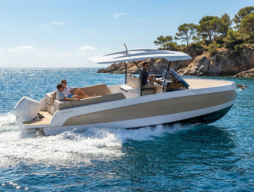 Прогулочный катер с каютой c подвесным мотором - ZEPHYR800 DIAMOND - Zephyr boats  - горючее / двухмоторный / корпус глиссирующего типа