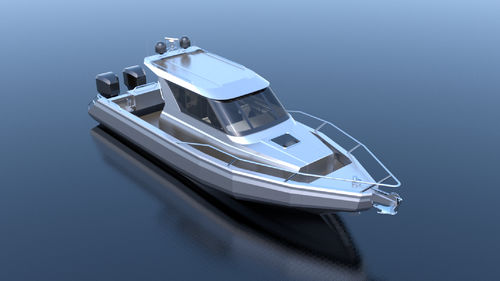 Рыболовно-прогулочный катер c подвесным мотором - LEADER 968 - Qingdao Allheart Marine Co., Ltd. - двухмоторный / с рулевой рубкой / из алюминия