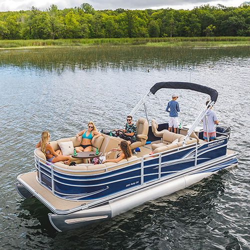 Понтоновый катер c подвесным мотором - 220 RALLY DX - Crestliner - для водных лыж / для спортивной рыбалки / из алюминия