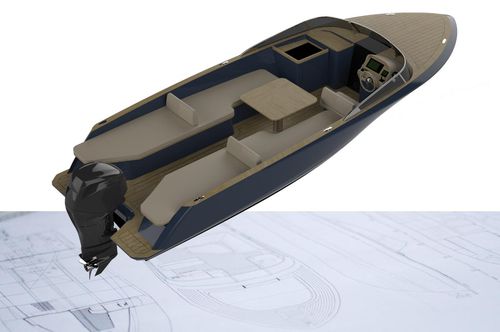 Небольшой катер вспомогательная шлюпка для яхты - ECLA 24 - CLYD Yacht Design - c подвесным мотором / с двойной консолью / открытый