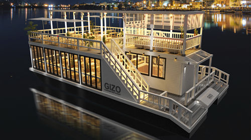 Барка катамаран - GIZO - EGO Floating Inc. - с внутренним мотором / двухмоторная / двойной мост терраса
