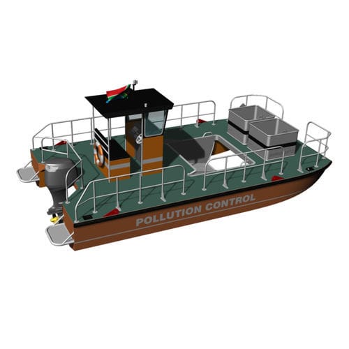 Профессиональный катер судно против загрязнения - WARRIOR 8 - KND Naval Design - катамаран / c подвесным мотором / из алюминия