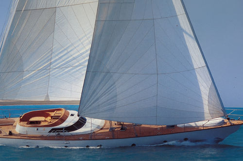 Гоночная парусная яхта - SIMBA - Perini Navi - пассажирская палуба / кеч