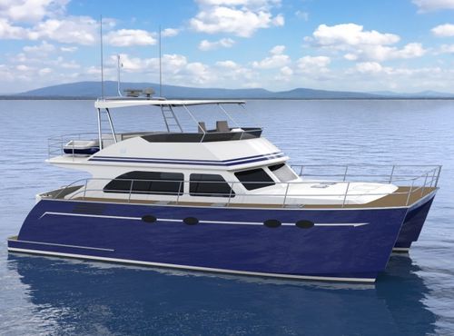 Быстроходный катер катамаран - JUSTON 47 POWERCAT - Lyman Morse - с внутренним мотором / с флайбриджем / Т-образная верхняя часть
