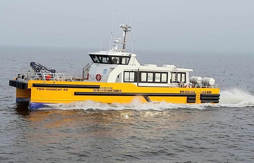 Профессиональный катер судно для транспортировки персонала - TSM WINDCAT - Chantier Naval Delavergne - служебный катер для ветряной электростанции / катамаран / с внутренним мотором