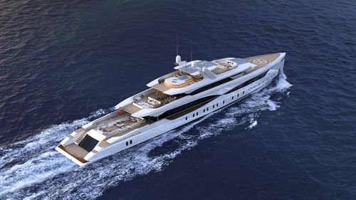 Круизная мега-яхта - MITO 76 - Admiral yachts - с приподнятой рулевой рубкой / из стали / с вертикальным форштевнем