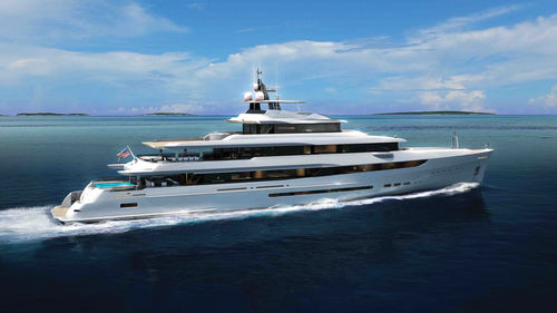 Круизная мега-яхта - VESTAL 62 - Admiral yachts - с приподнятой рулевой рубкой / 7 кают / из стали