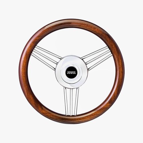 Штурвал для моторного катера из нержавеющей стали - Volvo Penta - кожаная обшивка / из красного дерева / ход