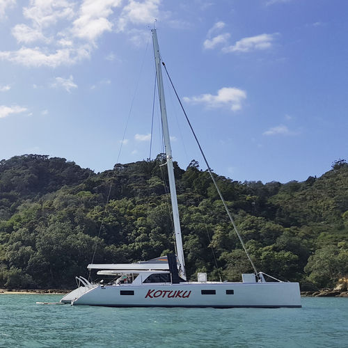 Гик для парусной яхты - Multihull - Hall Spars & rigging - наматывающее устройство / V-образный / из карбона