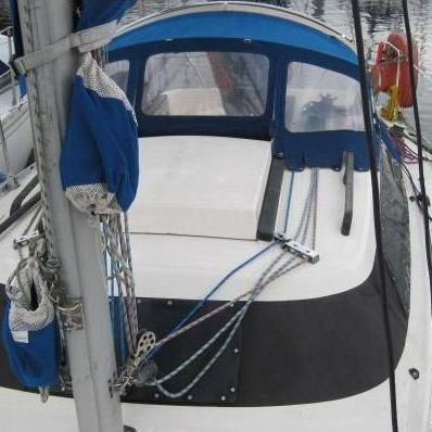 Крыша рубки для парусника - Sprayhood - NVequipment - для кокпита / конструкция из нержавеющей стали / синяя