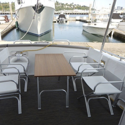 Складной стол кокпита - M200T - Forma Marine Furniture, LLC. - из тикового дерева / из алюминия / коричневый