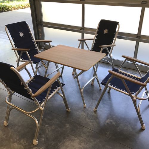 Складной стол кокпита - M400T - Forma Marine Furniture, LLC. - из тикового дерева / из алюминия / коричневый