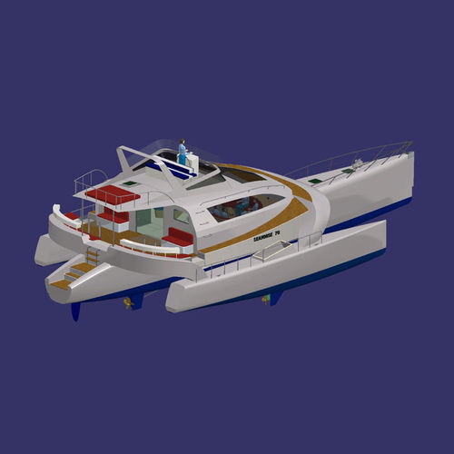 Моторная яхта тримаран - SEAHORSE 70' POWER - Tournier Marine - круизная / с флайбриджем / 3 каюты