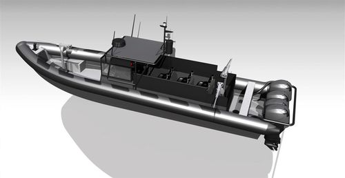 Профессиональный катер катер береговой охраны -  MR-1250 ASSAULT - Madera Ribs - c подвесным мотором / надувная лодка с полужестким корпусом