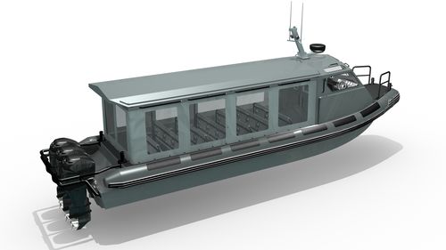 Профессиональный катер судно для транспортировки персонала - MRC1250  SEMI CABIN - Madera Ribs - c подвесным мотором / надувная лодка с полужестким корпусом