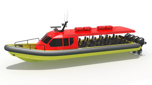 Профессиональный катер судно для транспортировки персонала - MR-1500 SEMI CABIN - Madera Ribs - c подвесным мотором / надувная лодка с полужестким корпусом