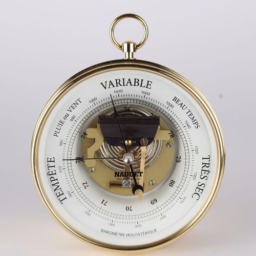 Аналоговый барометр - DIAL 12CM - NAUDET - из латуни / белый