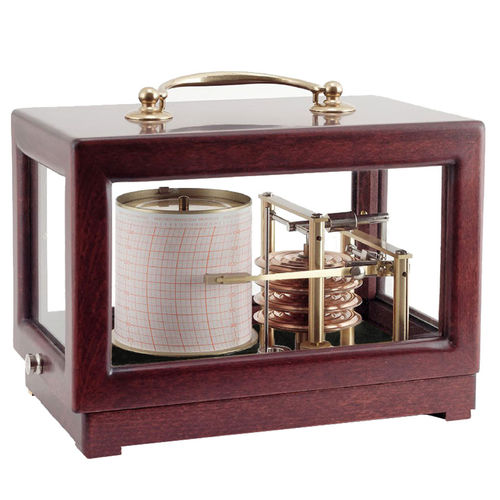 Аналоговый барограф - COMPACT MAHOGANY - NAUDET - из красного дерева
