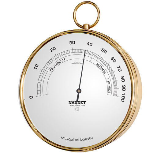 Аналоговый гигрометр - CADRAN 17CM - NAUDET - из латуни / белый