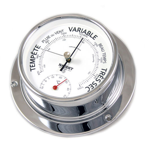 Аналоговый барометр - DIAL 10CM - NAUDET - из латуни / белый / термометр
