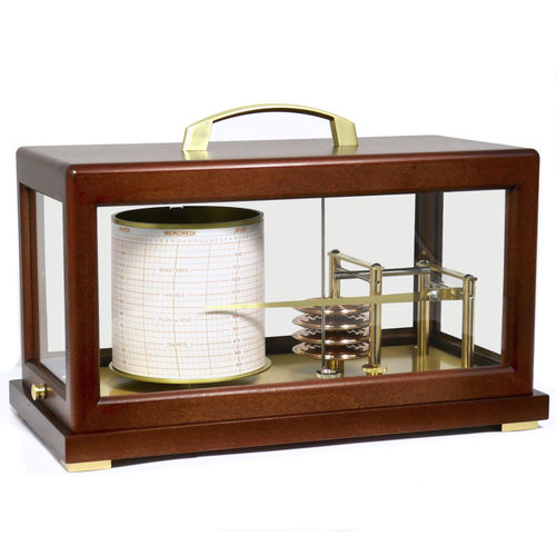 Аналоговый барограф - DELUXE MAHOGANY - NAUDET - из красного дерева