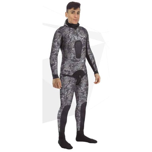 Гидрокостюм из неопрена для дайвинга - DARK BLACK CAMO - SPETTON - с длинными рукавами / цельный / с подшлемником