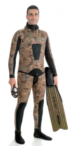 Гидрокостюм из неопрена для подводной охоты - BROWN GOLD CAMO  - SPETTON - раздельный / 3 мм / 5 mm