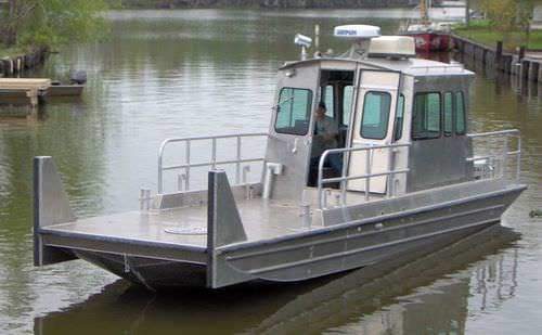 Профессиональный катер рабочая баржа - 31’x9′ - Scully's Aluminum Boats - c подвесным мотором / из алюминия