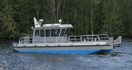 Профессиональный катер рабочая баржа - 3612VB - Scully's Aluminum Boats - c подвесным мотором / из алюминия