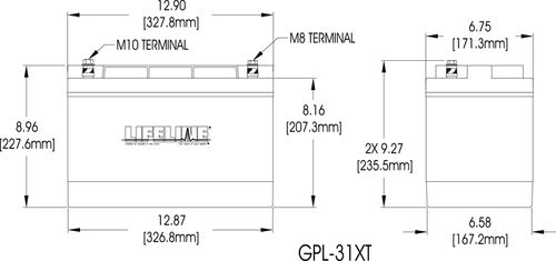 Морская аккумулятор - GPL-31XT - Lifeline Batteries - 12 В / свинцовая / AGM