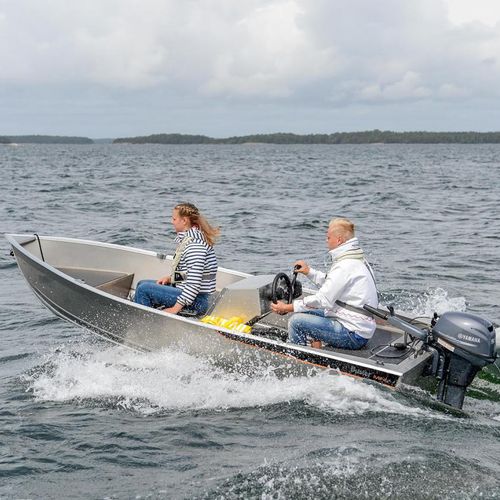 Ботик c подвесным мотором - MINI S - FISKARS Inha Works., Buster Boats - с боковой консолью / спортивный / из алюминия