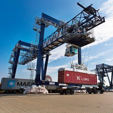 Козловой кран для складирования контейнеров на направляющей - RMG - Liebherr-International Deutschland - автоматический