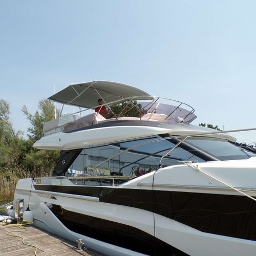 Ходовой тент для катера - Prestige F4.9 - TTOP Nautic - для флайбриджа / конструкция из нержавеющей стали / ПВХ