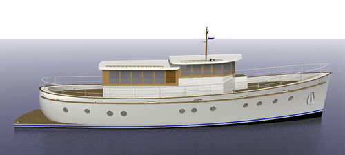 Традиционная моторная яхта - Cruiser - LOMOcean Design - с рулевой рубкой / корпус глиссирующего типа / из композита