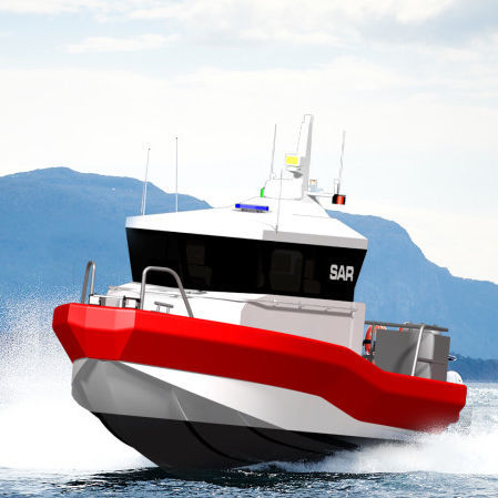 Профессиональный катер спасательно-поисковое судно - 30Z SAR - HUKKELBERG BOATS - спасательное судно / водомет для установки на борту / внутренняя поворотно-откидная колонка