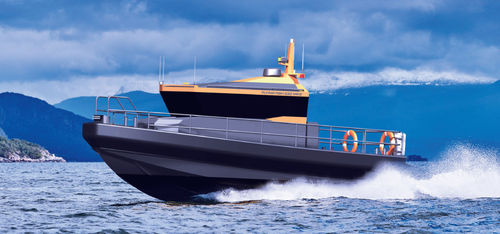 Профессиональный катер катер береговой охраны - FF33 MK2 - HUKKELBERG BOATS - водомет для установки на борту / внутренняя поворотно-откидная колонка / из алюминия