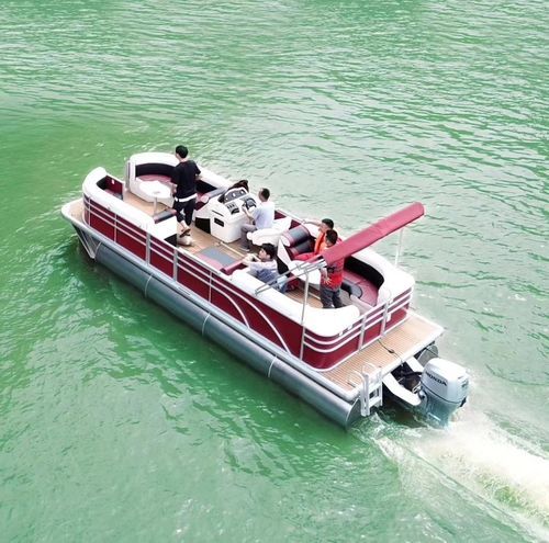 Понтоновый катер c подвесным мотором - Changzhou Youbang Boat Co., Ltd. - трехтрубный / открытый / с боковой консолью