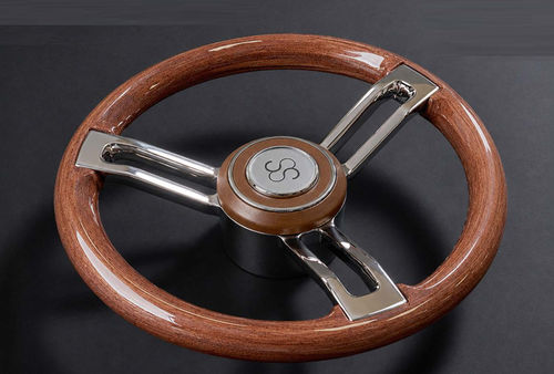Штурвал для моторного катера из нержавеющей стали - COLUMBUS - CASTELLI ITALIA - из красного дерева / с тремя спицами / коричневый
