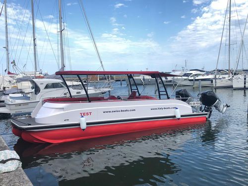 Понтоновый катер c подвесным мотором - Starlounger 10.0 - Swiss-Boats AG - многокорпусный / электрический / двухмоторный