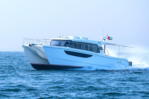 Быстроходный катер катамаран - SilverCat 46LUX​ - SMART OWN - c подвесным мотором / четырехмоторный / хардтоп