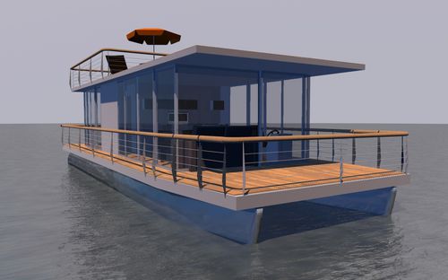 Барка катамаран - DIY - Waterbus S.C. - c подвесным мотором / макс. 12 человек