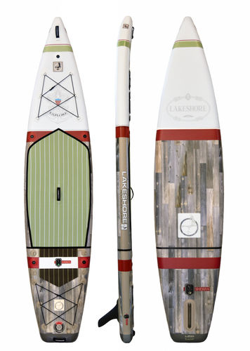 Надувная SUP-доска - SHERPA - Lakeshore Paddleboard Company - для рыбной ловли / для взрослых / многоцветная