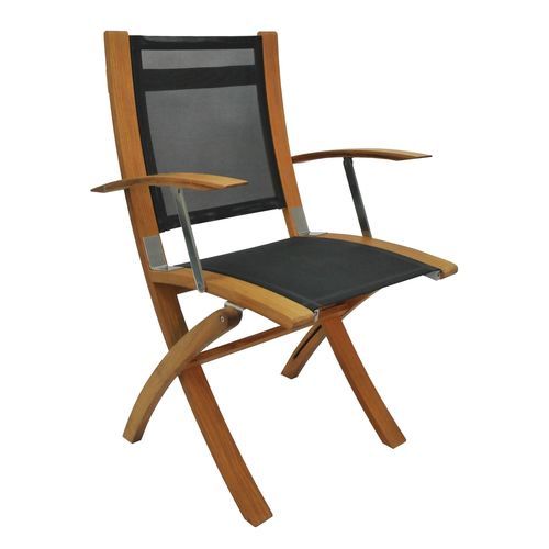 Стул для катера - COAF094T16_Black - Eurodesign - складной / с подлокотниками / из тикового дерева