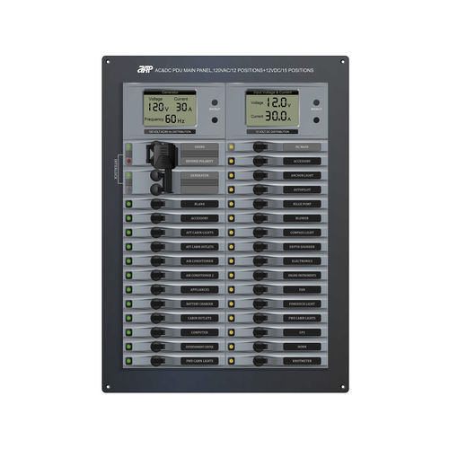 Распределительный щит питания для катера - AC&DC PDU Main Panel, 120VAC/12 Positions+12VDC(24VDC)/15 Po - APM TECHNOLOGIES (Dongguan) Co., Ltd