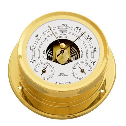 Аналоговый барометр - 1600BTH - Feingerätebau K. Fischer GmbH - из латуни / белый / термометр