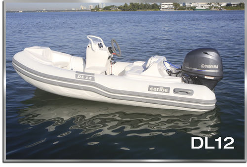 Надувная лодка c подвесным мотором - DL12 - Make Sense Marine Corp DBA Caribe Nautica - полужесткая / с боковой консолью / макс. 5 человек