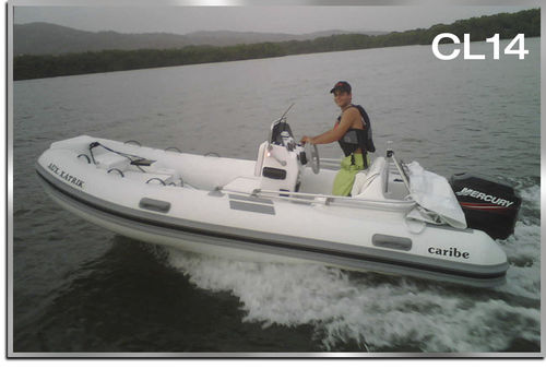 Надувная лодка c подвесным мотором - CL14 - Make Sense Marine Corp DBA Caribe Nautica - полужесткая / с боковой консолью / макс. 8 человек