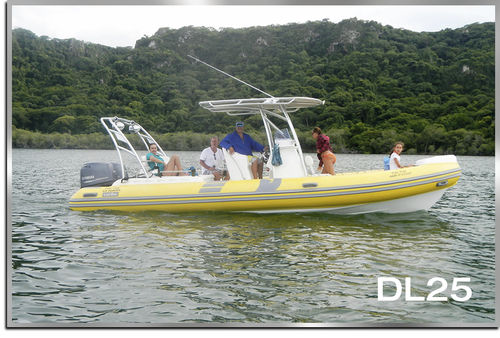 Надувная лодка c подвесным мотором - DL25 - Make Sense Marine Corp DBA Caribe Nautica - с центральной консолью / макс. 16 человек / Т-образная верхняя часть